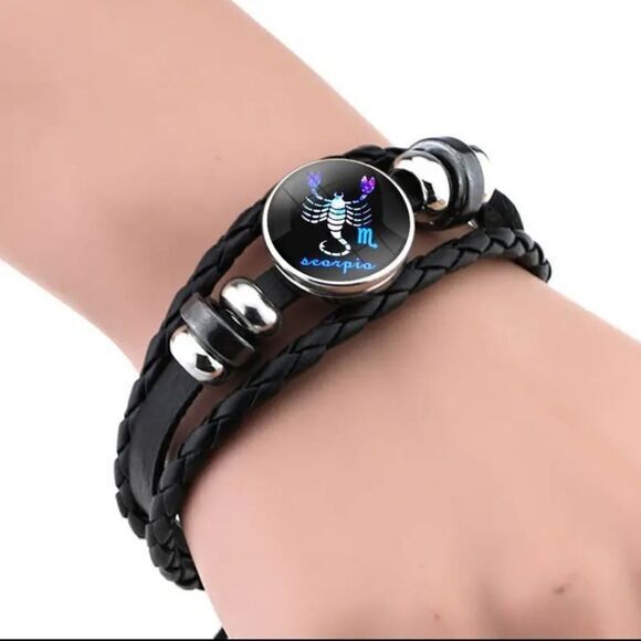 Scorpio Bracelet Handwoven Wax Rope and Leather Unisex - Picture 6 of 6